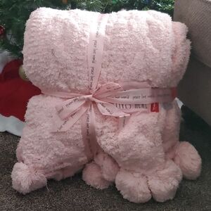 Peace Love World Pink Fuzzy Throw Blanket